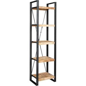 Upcycled Industrial Mintis Narrow Open Bookcase in Reclaimed Wood & Metal