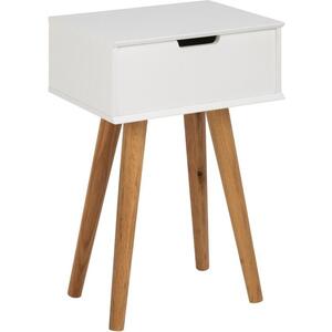 Mitra Bedside Table White Lacquer and Oak