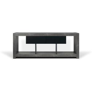TemaHome Nara Modern TV Table Stand - Concrete and Matt Black