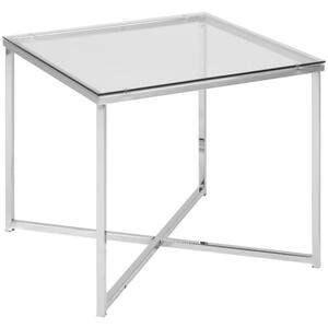 Criss Modern Square Lamp Table Glass Top Metal Frame by Icona Furniture