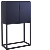 Cordoba Modern Small Tall 2 Door Drinks Cabinet Sideboard - Black Oak