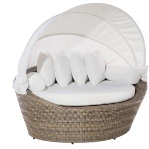 PE Rattan Garden Daybed Light Brown SYLT by Beliani