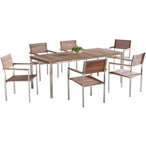 Viareggio 6 Seater Garden Teak Dining Table & Chairs Set