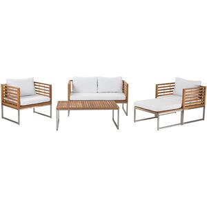 4 Seater Acacia Wood Garden Sofa Set White BERMUDA by Beliani