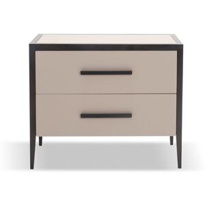 Liza Chest Of Drawers - Beige Faux Leather & Black Frame