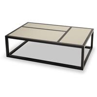Roux Rectangular Coffee Table Black & Taupe Faux Leather 