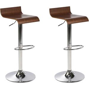VALENCIA Adjustable Brown Modern Bar stool with Chromed Legs
