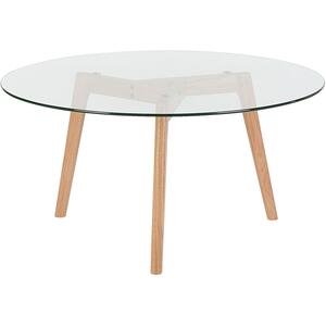 MINNESOTA Coffee Table Glass Top with Oak Legs