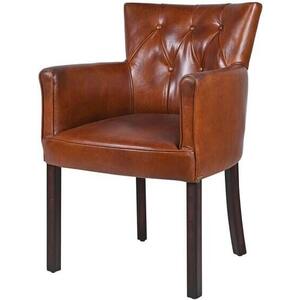 Bijoux Brown Leather Back Buttoned Club Armchair by The Orchard