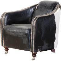 Black and White Leather Hide Tub Chair