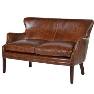 Havana Brown Leather Two Seater Sofa by The Orchard