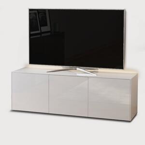 High Gloss White TV Cabinet 150cm with Wireless Phone Charger and LED Mood Lighting by Frank Olsen Furniture
