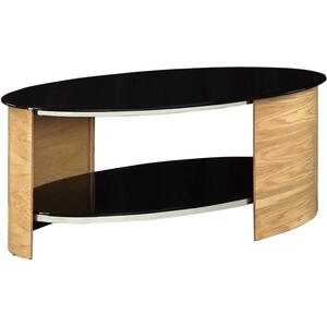 Jual Modern Oval Coffee Table with Glass Top JF301 - Walnut or Oak