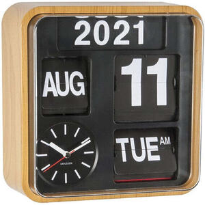 Present Time Wall Clock Mini Flip - Bamboo Wood