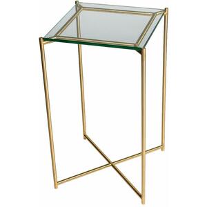Iris Vintage Square Plant Stand 43cm - Glass/Marble/Wood Top & Metal Frame