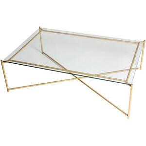 Iris Vintage Rectangular Coffee Table 123 x 83cm - Glass/Marble Top & Metal Frame