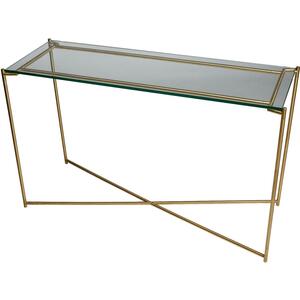 Iris Vintage Large Console Table 123 x 43cm - Glass/Marble/Wood Top & Metal Frame