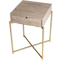 Iris Grey Oak Square 1 Drawer Side Table 43cm