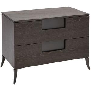 Fitzroy Wide Bedside Table Two Drawer in Modern Charcoal Wenge Finish