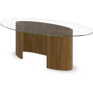 Tom Schneider Ellipse Small Curved Wood Dining Table with Oval Glass Top - Seats 4