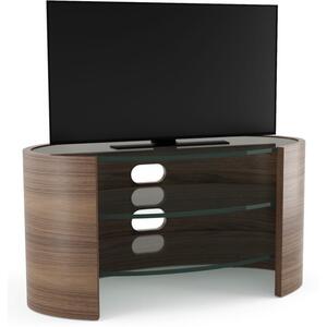 Tom Schneider Ellipse Small Curved Wooden TV Media Unit with 2 Glass Shelves 88cm Wide