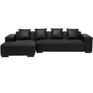 Lungo 6 Seater Black Leather Corner Sofa