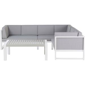 Vinci 6 Seater Sectional Garden Corner Sofa & Table Set - White & Grey