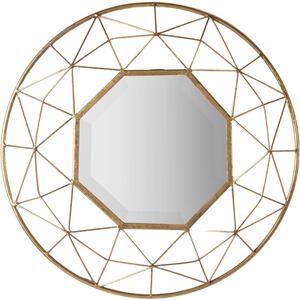 Andromeda 3D Metal Gold Hexagon Round Mirror