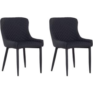 Set of 2 Fabric Dining Chairs Black SOLANO by Beliani