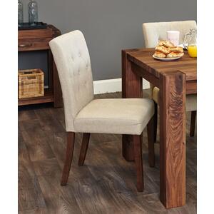 Walnut Flare Back Upholstered Dining Chair - Biscuit (Pack of Two) by Baumhaus Furniture