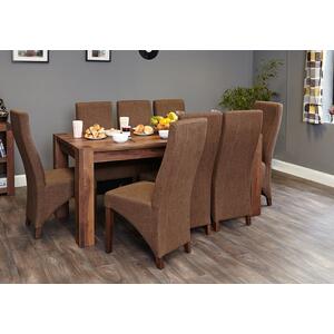 Shiro Walnut Rectangular Dining Table 180 x 90cm Rustic Dark Wood