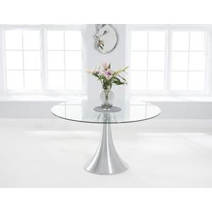 Petra Round Glass Dining Table 135cm with Flared Chrome Base