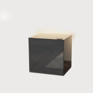Frank Olsen Cube Lamp Table High Gloss Grey with Wireless Phone Charger and LED Mood Lighting