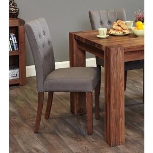Walnut Flare Back Upholstered Dining Chair - Slate (Pack of Two) by Baumhaus Furniture