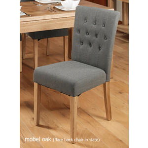 Oak Flare Back Upholstered Dining Chair - Slate (Pack of Two) by Baumhaus Furniture