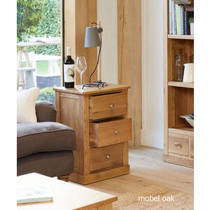 Mobel Oak 3 Drawer Side Table / Lamp Table / Bedside Table