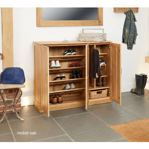 Mobel Oak Extra Large Shoe Cupboard by Baumhaus Furniture