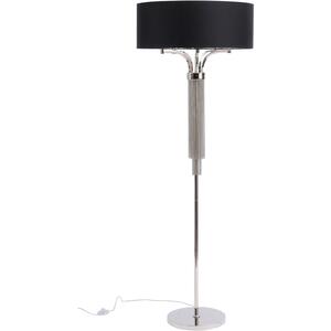 Galley Floor Lamp In Nickel With Black Shade