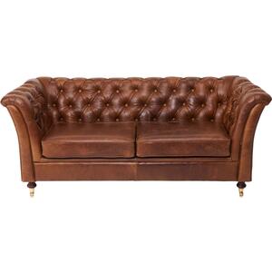 Brown Cerato Leather Caesar Two Seater Chesterfield Sofa by The Orchard