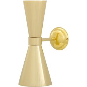 Amias Mid-Century Double Brass Cone Wall Light by Mullan Lighting