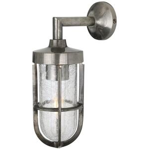 Cladach Brass Well Antique Glass Bathroom Wall Light IP65