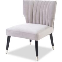 Agatha Fog Grey Velvet Occasional Chair with Black Legs