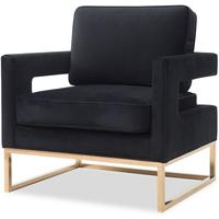 Altro Black Velvet Angular Occasional Chair with Polished Brass Frame