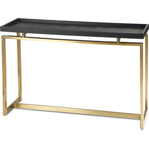 Malcom Black Ash Top Console Table - Polished Brass or Steel Frame