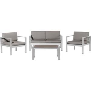 Salerno Aluminium 4 Seater Garden Sofa, Armchairs & Table Set - Grey