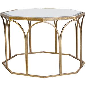 Canterbury Octagonal Metal Coffee Table Gold with Glass Bevelled Top