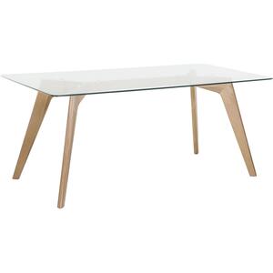 Hudson Modern Rectangular Beechwood Dining Table with Glass Top