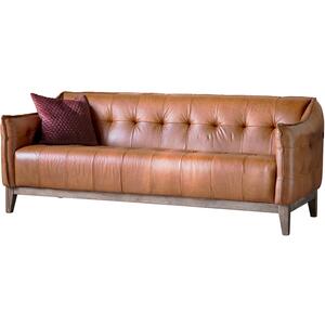 Ecclestone Vintage Brown Real Leather Buttoned 3 Seater Sofa