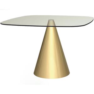 Oscar Large Square Dining Table 110cm - Glass Top with Cone Base