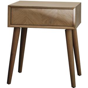 Milano Oak 1 Drawer Side Table with Chevron Inlay